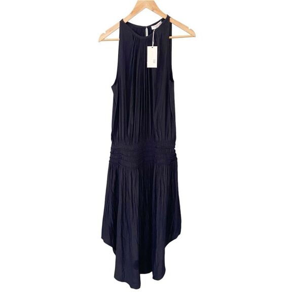NWT Ramy Brook Audrey Sleeveless Halter Drop Waist Midi Dress Black size Large - Picture 4 of 12